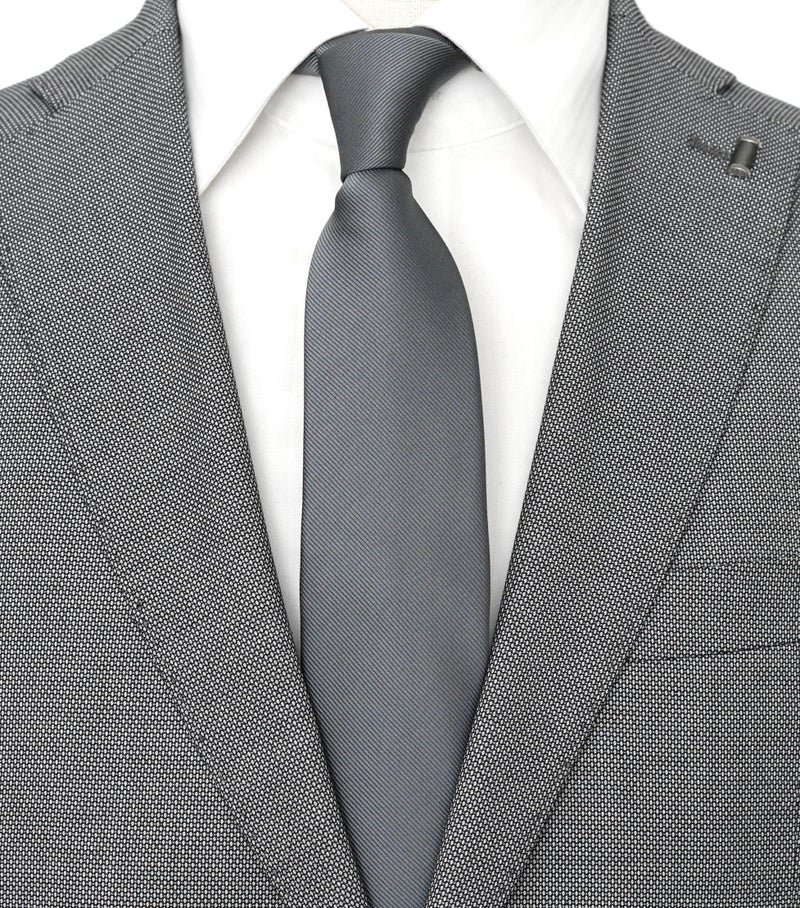 ZENXUS Solid Skinny Ties for Men, 2.5 inch Slim Dark Gray Necktie - Image 2